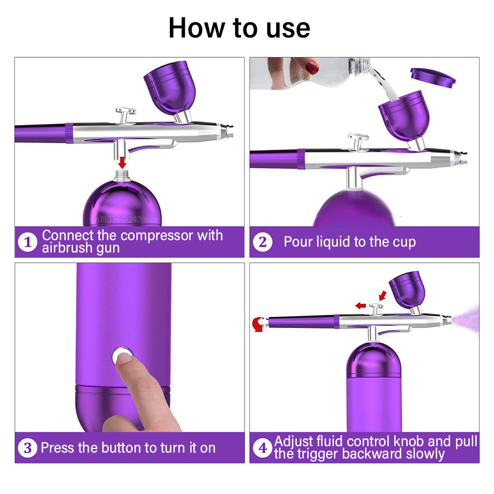 Airbrush Tattoo Supplies Airbrush Portable Air Brush With Compressor Kit Mini Nano Spray Gun for Nail Art Manicure Makeup Paint Tattoo 230808
