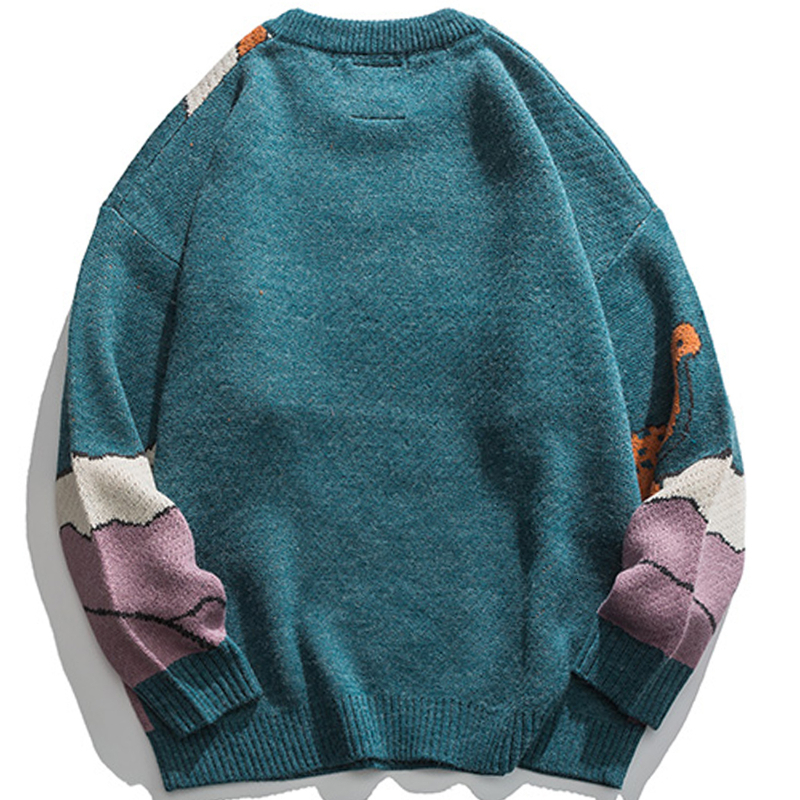Men's Sweaters 2023 spring Cartoon Dinosaur Knitted Sweater Men Women Winter Vintage Loose Pullover Casual Streetwear Pull Homme 230808