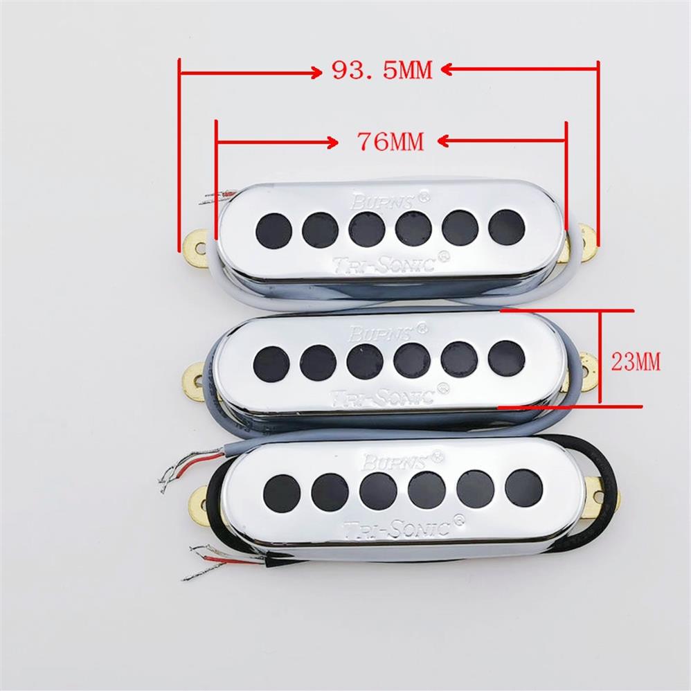 Alnico V Burns Brian May Pickups Style Tri-Sonic Single Coil Pickup Set Neck Middle Bridge- CHROME226v