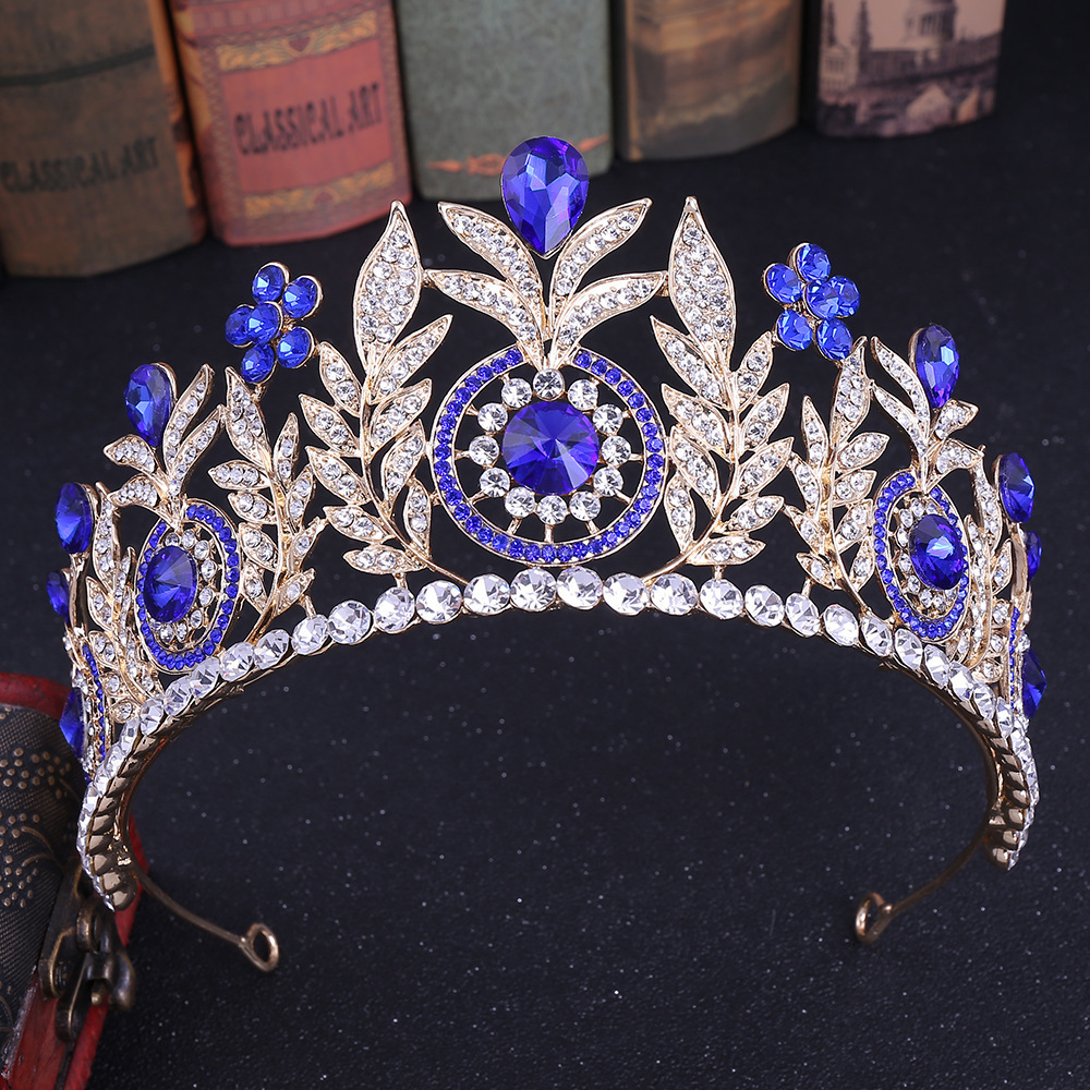 Wedding Hair Jewelry KMVEXO Baroque Leaf Rose Pink Crystal Princess Bridal Crowns For Women Flowers Big Tiaras Wedding Jewelry Hair Accessories 230808