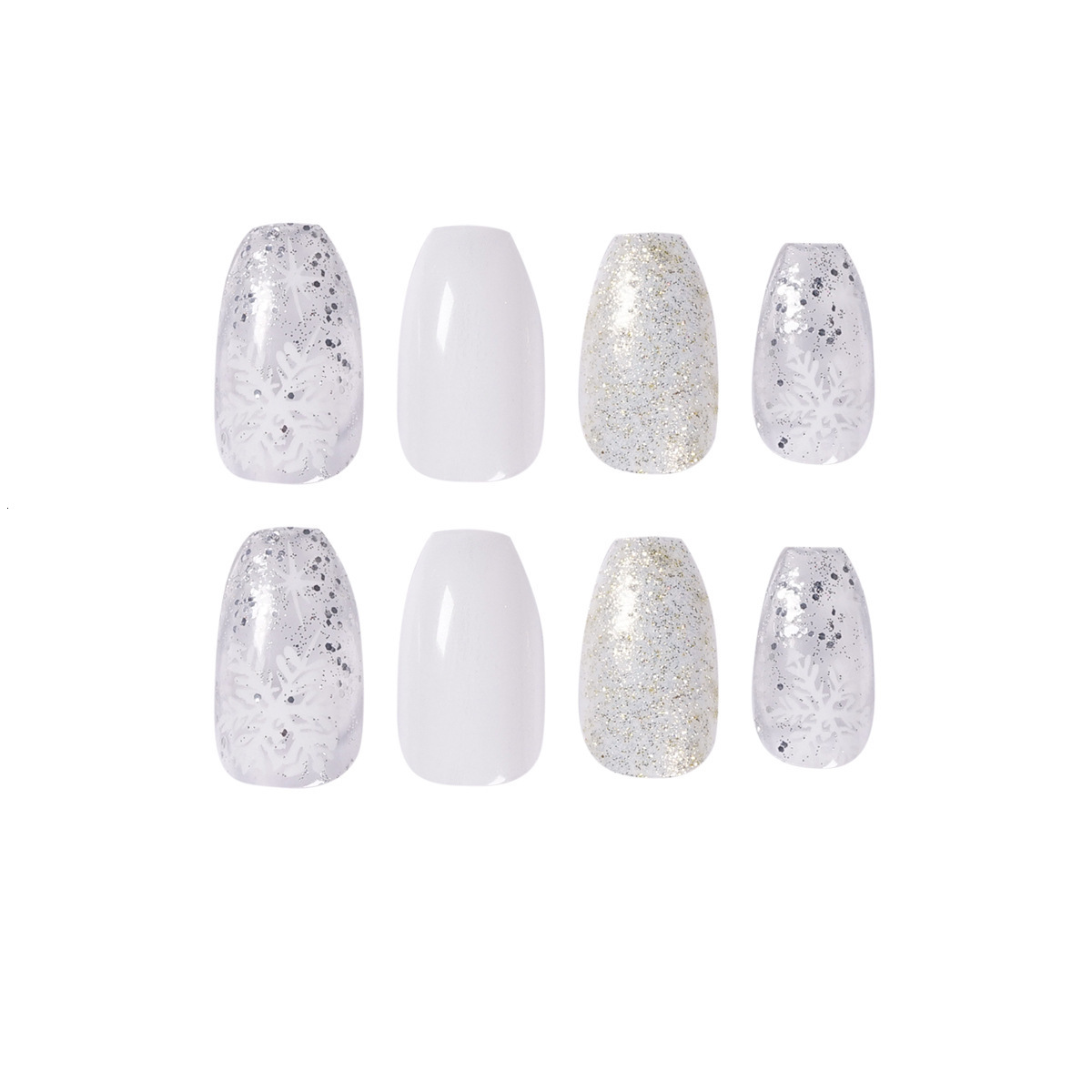 False Nails JIARUO 24PCSBOX Short Balle Press on Nails False Nail Art Y2k Ice Snow Glitter Nail Art White Pure Elegant Wedding Nails Piece 230808