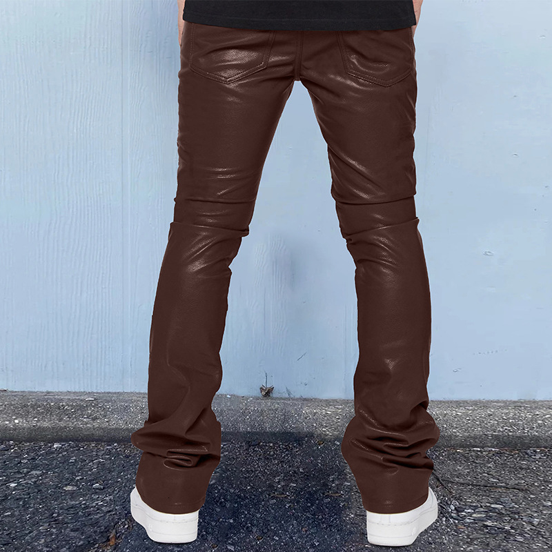 Mens Jeans European and American Leather Pants Foreign Trade Trend Printing Medium Waist Loose Relaxed Large Hip Hop 230809