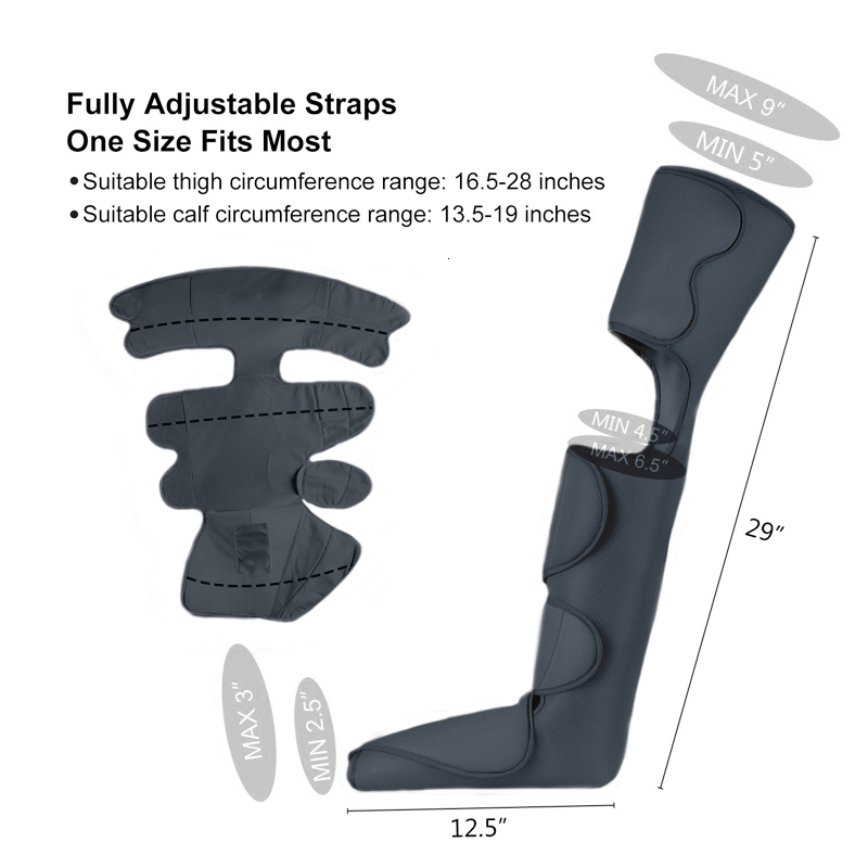 Foot Care Leg Air Compression Massager Heated for Foot and Calf Thigh Circulation with Handheld Controller 6 Modes 3 Intensities 230808