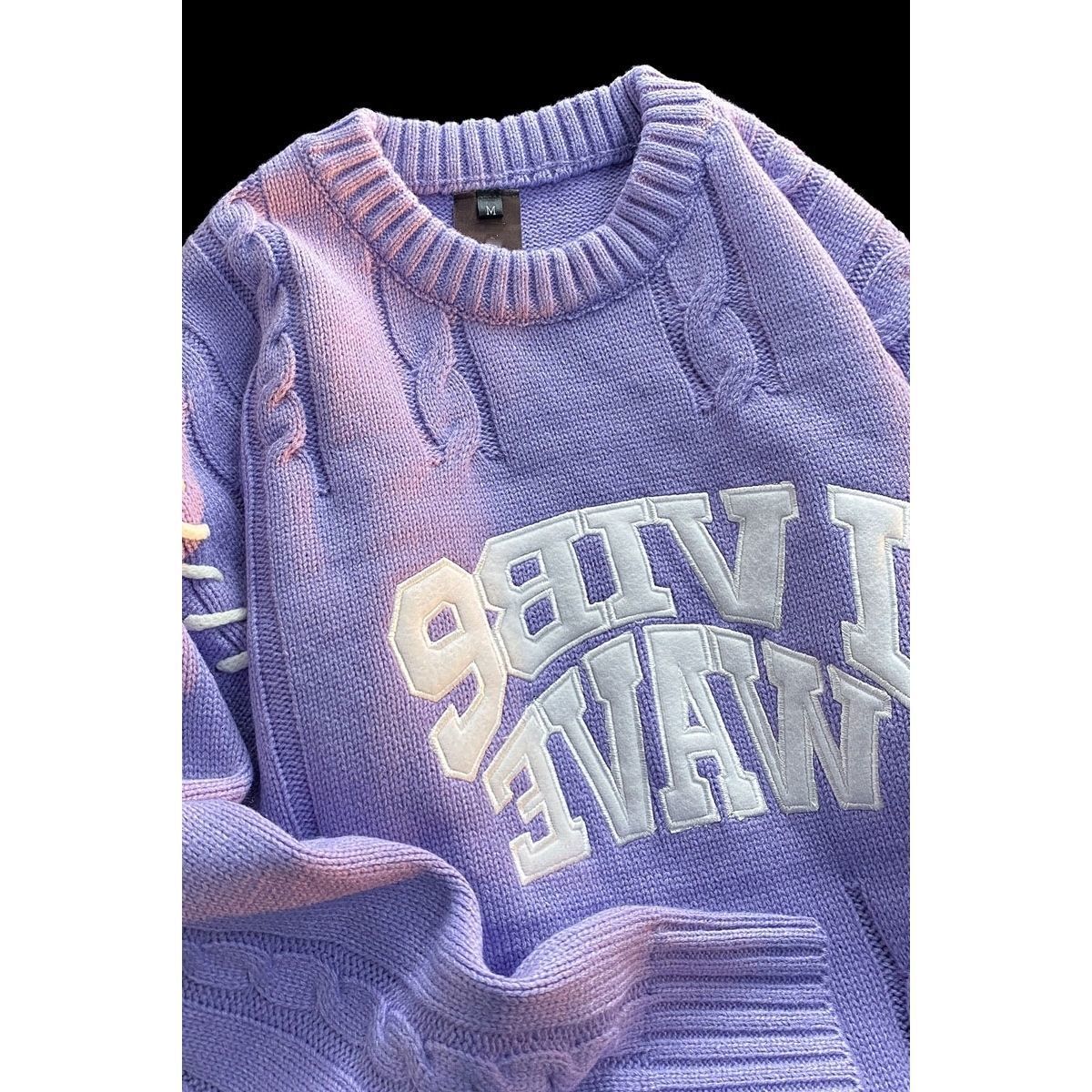Men's Sweaters American trend letter towel embroidered knitted sweater men and women high street all-match personality pullover twist sweater 230