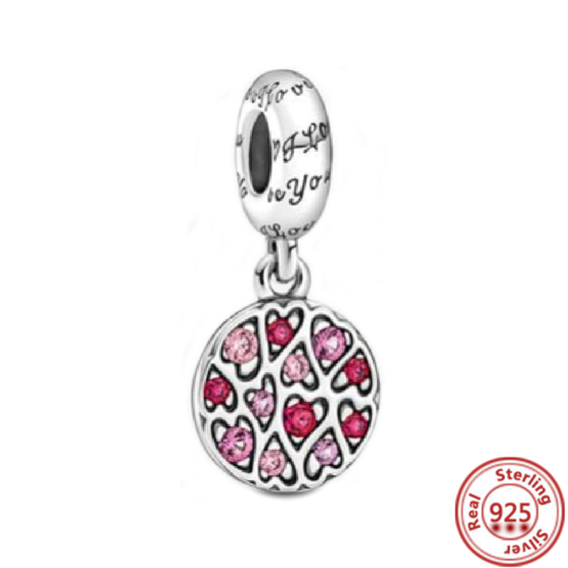 925 Sterling Silver Charm Hanging Key Qi Ball Pink Heart Wings Eye Hanging Decoration Suitable For Primitive Charm Bracelet Female Jewelry Gift