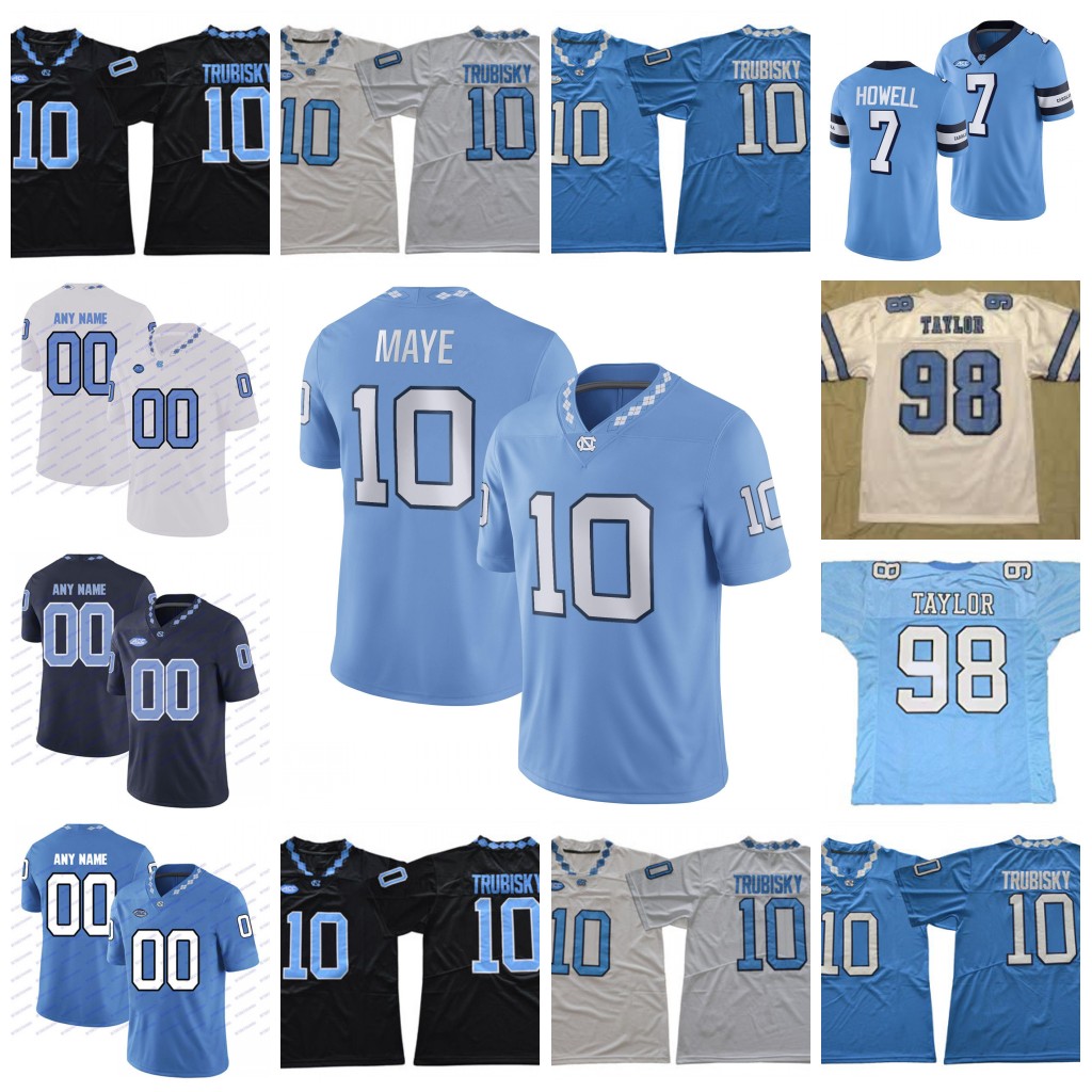 Custom UNC Football Jersey 10 Drake Maye Sam Howell Michael Carter Javonte Williams Dazz Newsome Caleb Hood George Pettaway Kobe Paysour Josh Downs Jacolby Criswell