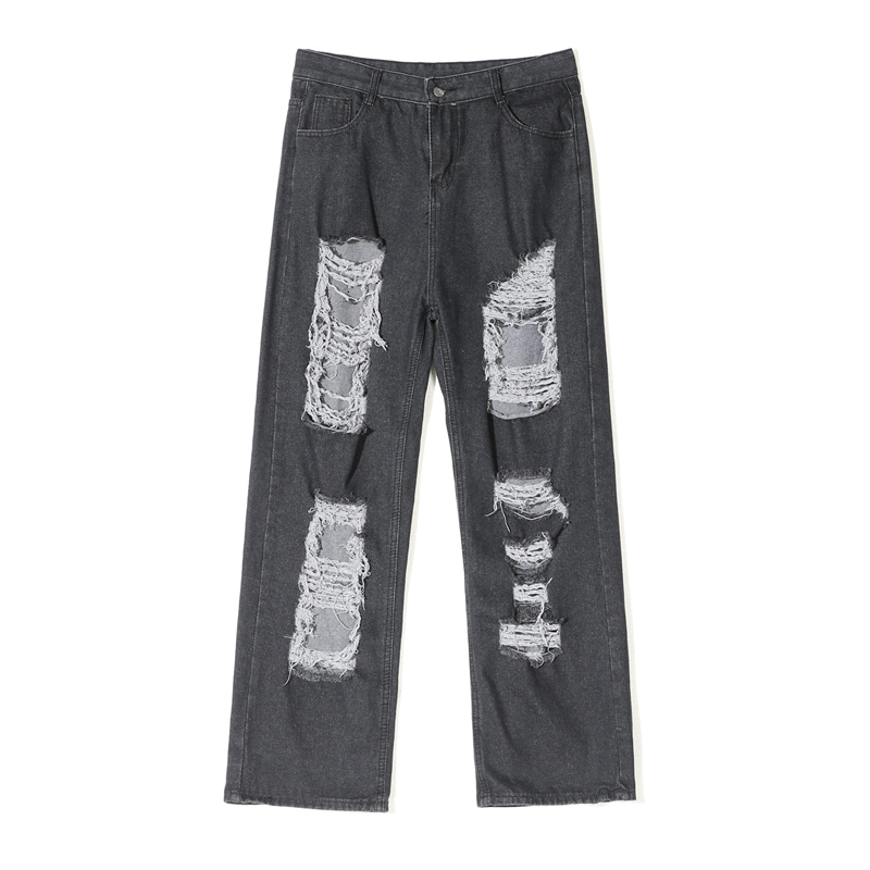 Mens Jeans Fashion Ruffian Handsome Ripped High Street Summer Loose Casual Wide Leg Beggar Pants Male Clothes 230809