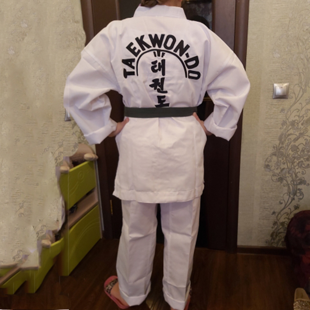 Protective Gear Adult Male Female Kids White Cotton Uniform ITF Approved Taekwondo Student Gi Equipment Doboks Karate Equipment 230808