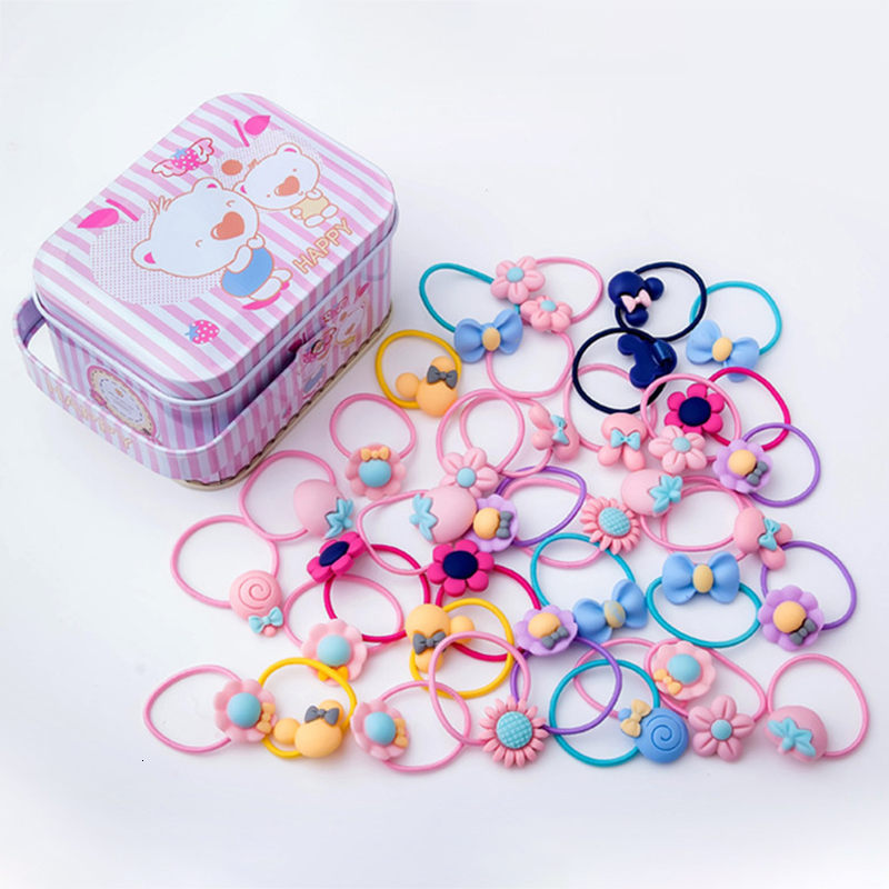 Hair Accessories 40Pcs Lot Girls Gift Box Elastic Bands Flower Clip Bows Headband Hairband Cute Hairbands for Kids 230808