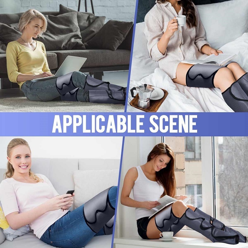 Foot Care Leg Air Compression Massager Heated for Foot and Calf Thigh Circulation with Handheld Controller 6 Modes 3 Intensities 230808