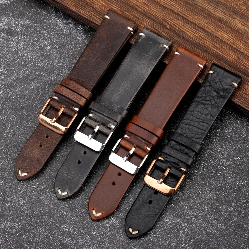 Watch Bands Cow Leather Watchband 18mm 19mm 20mm 21mm 22mm Vintage Leather Men Women Replacement Thin Bracelet Strap Band Watch Accessories 230808