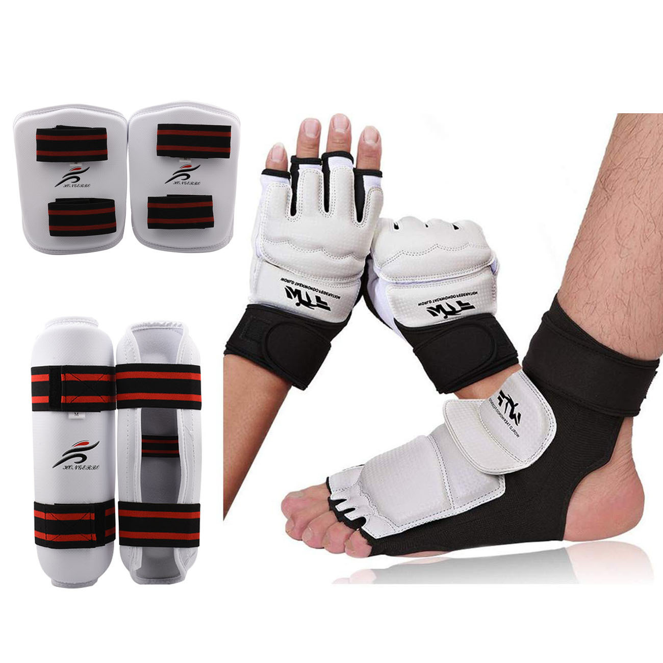 Protective Gear Taekwondo Sparring Gear Karate Gloves Knee Protector Set Shin Guard Boxing MMA for Adults Children Martial Arts Equipment 230808