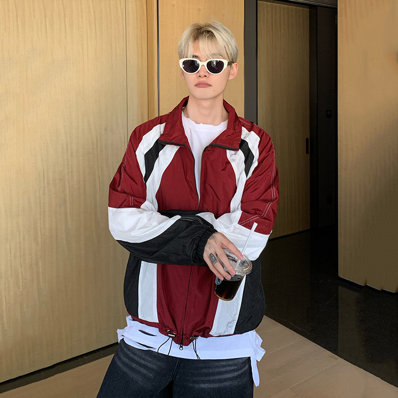 Mens Jackets IEFB American Style Jacket Trend Autumn Thin Casual Coat Contrasting Color Patchwork For Loose Elastic Sport Clothe 9C1334 230808