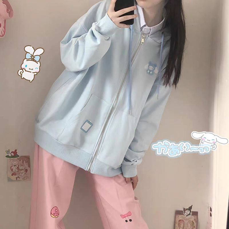 Women's Hoodies Sweatshirts Cardigan Hoodie Spring Autumn Kawaii Anime Cartoon Zip Up Hoodie Woman Harajuku Streetwear Loose Long Sleeve Sweatshi