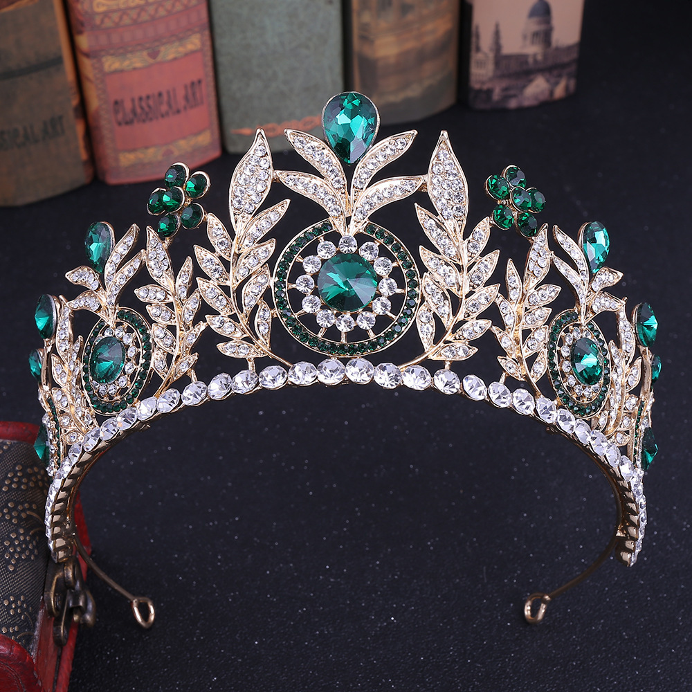 Wedding Hair Jewelry KMVEXO Baroque Leaf Rose Pink Crystal Princess Bridal Crowns For Women Flowers Big Tiaras Wedding Jewelry Hair Accessories 230808