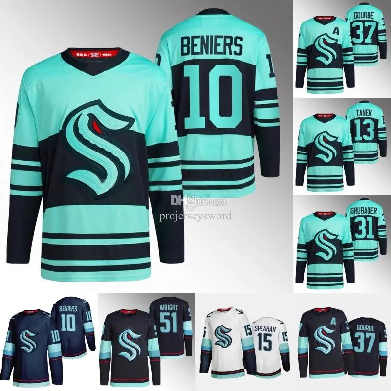 Custom Seattle''Kraken''CUSTOM CUSTOM 10 Matty Beniers Reverse Retro Jersey Oliver Bjorkstrand Yanni Gourde Shane Wright Philipp Grubauer Andre Burak