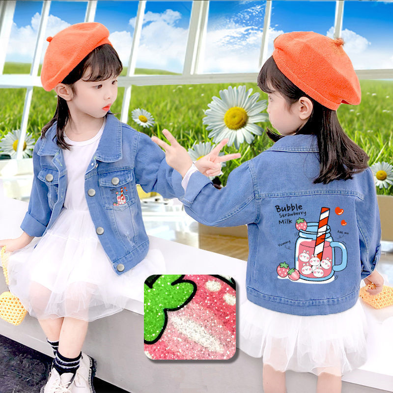 Jackets Spring Kids Coats Butterfly Sequin Denim For Girl Children Top Clothing Baby Girls Clothes Outerwear Jean Jacket 230808