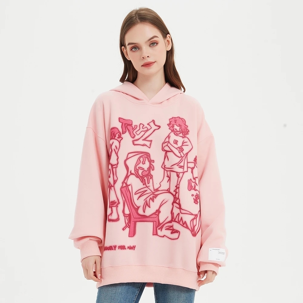 Women's Hoodies Sweatshirts Y2K Streetwear Pink Hoodie Sweatshirt Funny Cartoon Graphic Hoodie Autumn Harajuku Anime Hooded Pullover Hip Hop Hips