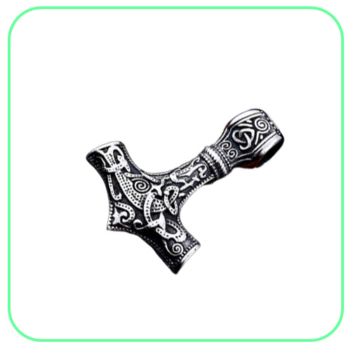 Vintage Men039s Stainless Steel Pendant Necklace Engraving Viking Hammer Mjolnir Norse Jewelry