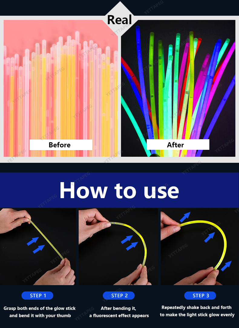 LED Light Sticks 2050100pcs Glow Sticks Party Fluorescence Light Glow In The Dark Bracelet Necklace Neon Wedding Birthday Party Props Decor 230809