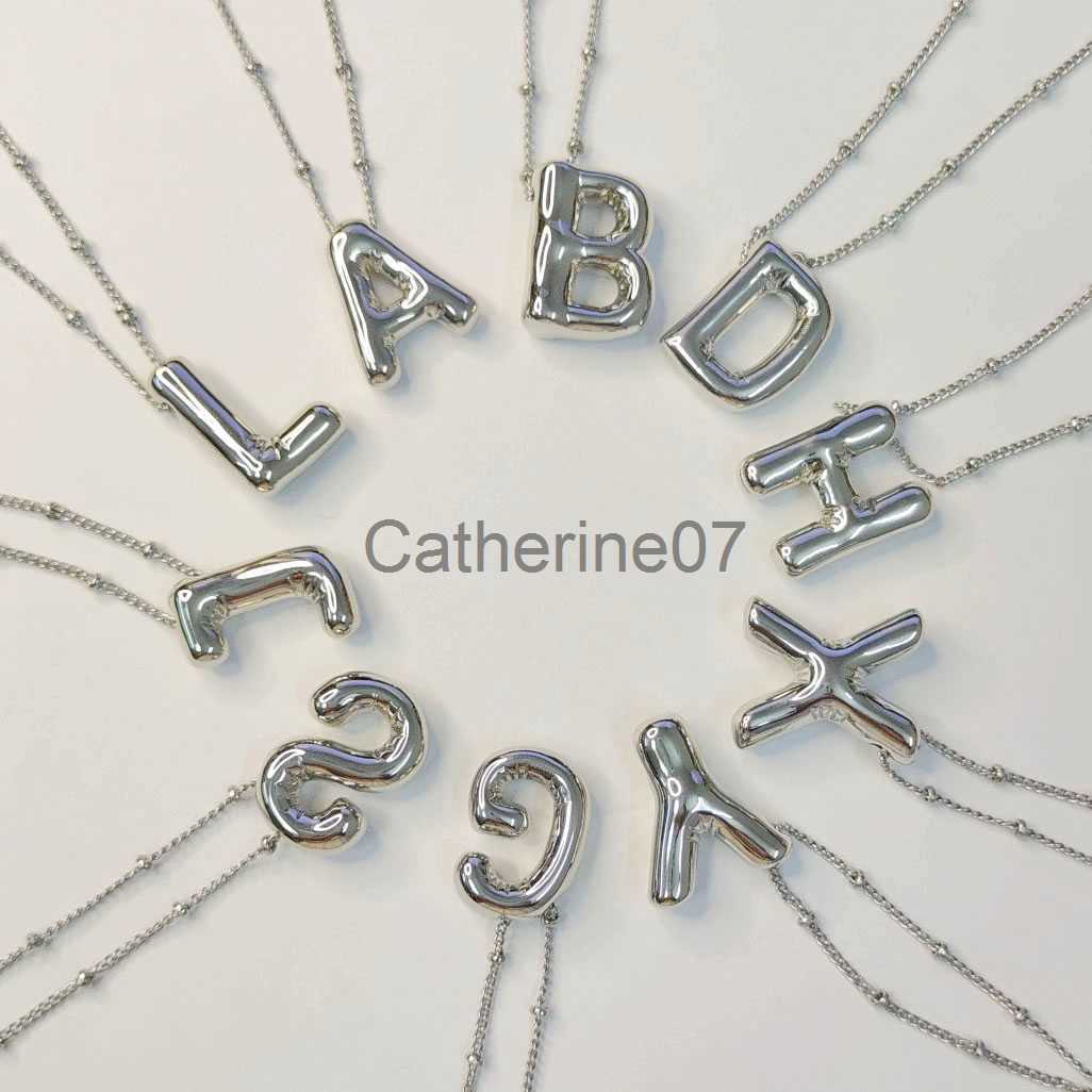 Pendant Necklaces Custom Personalized Initial 3D Balloon Alphabet Letter Pendant Necklace Name Choker Gift For Her Him J230809