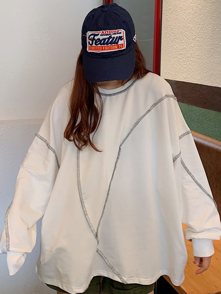 Women's Hoodies Sweatshirts Harajuku Sweatshirt BF Style Black Hip-hop Tops Teens Sweatshirts Autumn Trendy All-match Daily Women Streetwear Pull