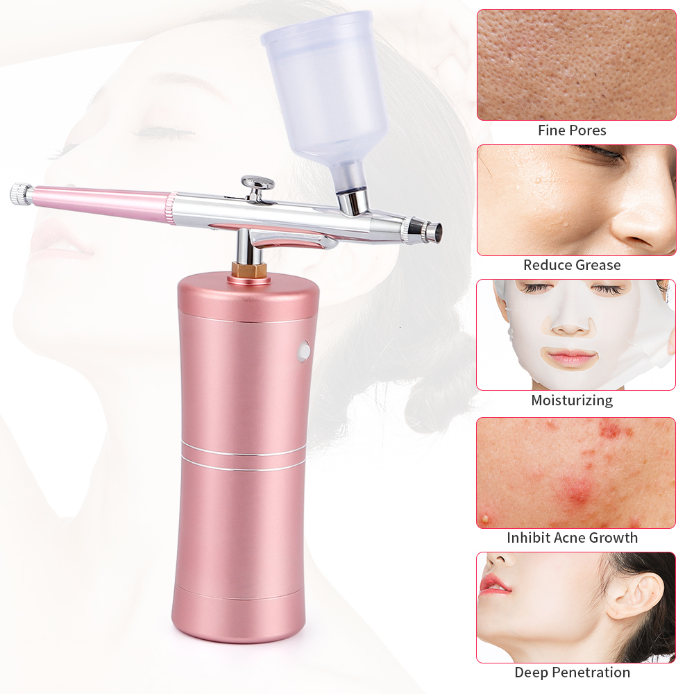 Airbrush Tattoo Supplies Rechargeable Airbrush Compressor Kit Air Brush Sprayer Gun Water Oxygen Deep Hydrating Machine For Nail Art Tattoo Cake Makeu