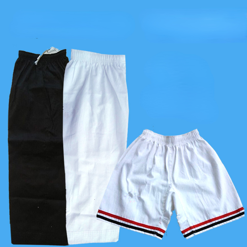 Protective Gear Taekwondo Pants Adult Children's White Black Polyester Cotton Pants Shorts Kids Breathable Lightweight Pants Sports Trousers Boy 