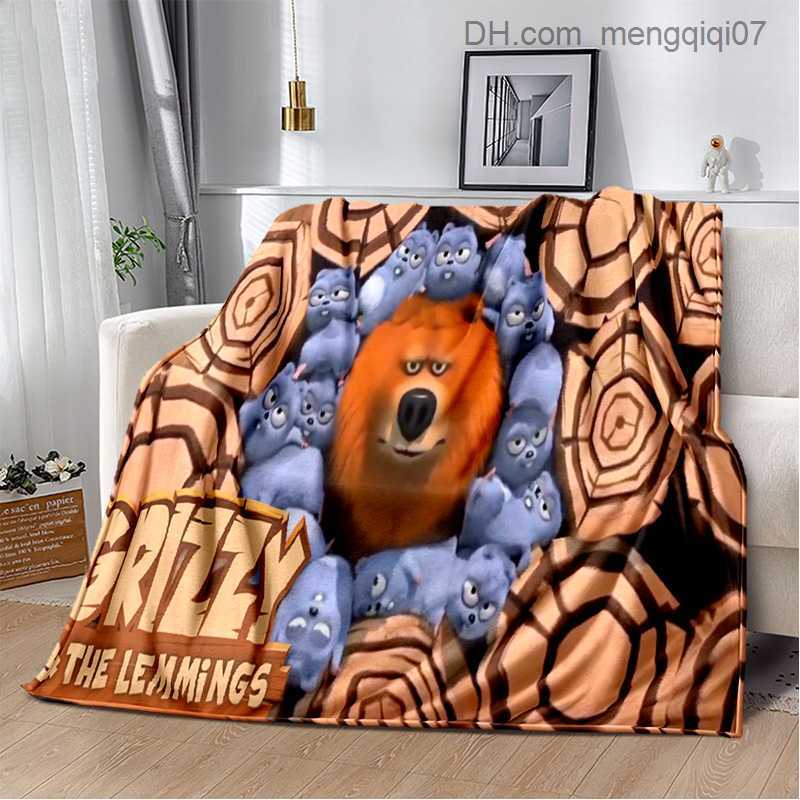 Blankets Swaddling 3D Grizzly Bear and Lemon Cartoon Blanket used for family bedrooms beds sofas picnics travel office covers children's blankets