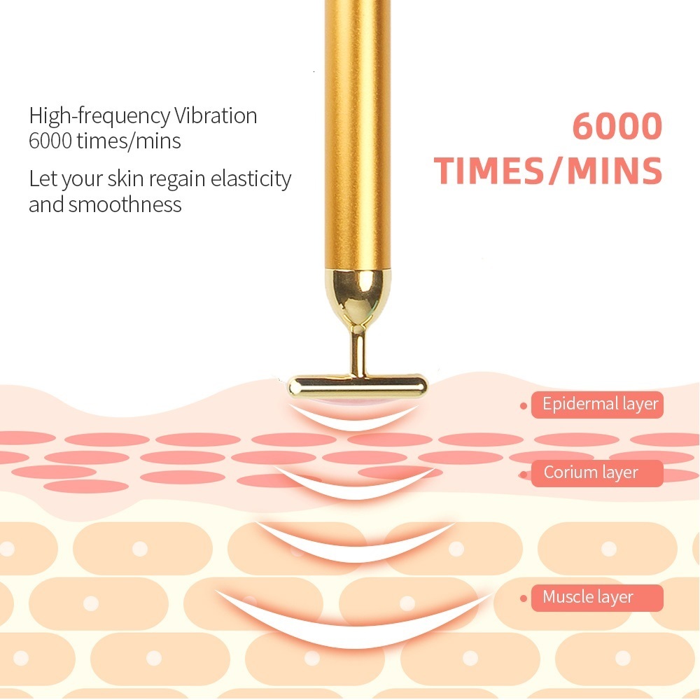 Face Massager 24k Gold Slimming Face Beauty Bar Pulse Firming Roller Massager Lift Skin Tightening Wrinkle Vibrating Tool 230808