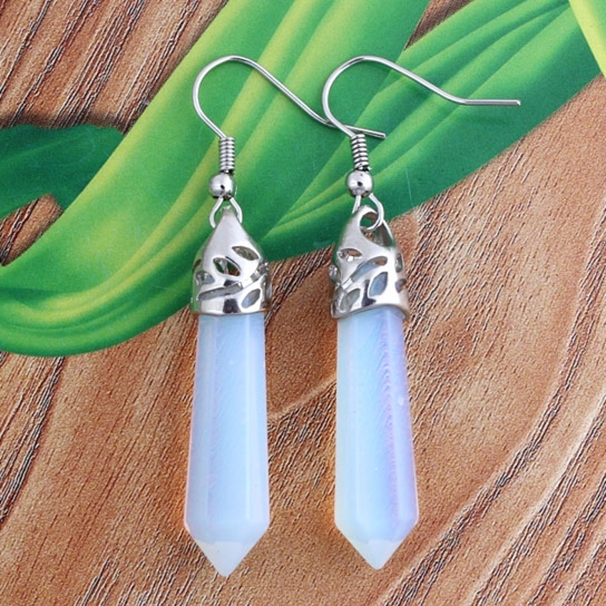Dangle Chandelier KFT Natural Healing Crystal Rose Pink Quartz Stone Earring Lapis Lazuli Amethyst Hexagon Column Dangle Hook Earrings Women Girls 230