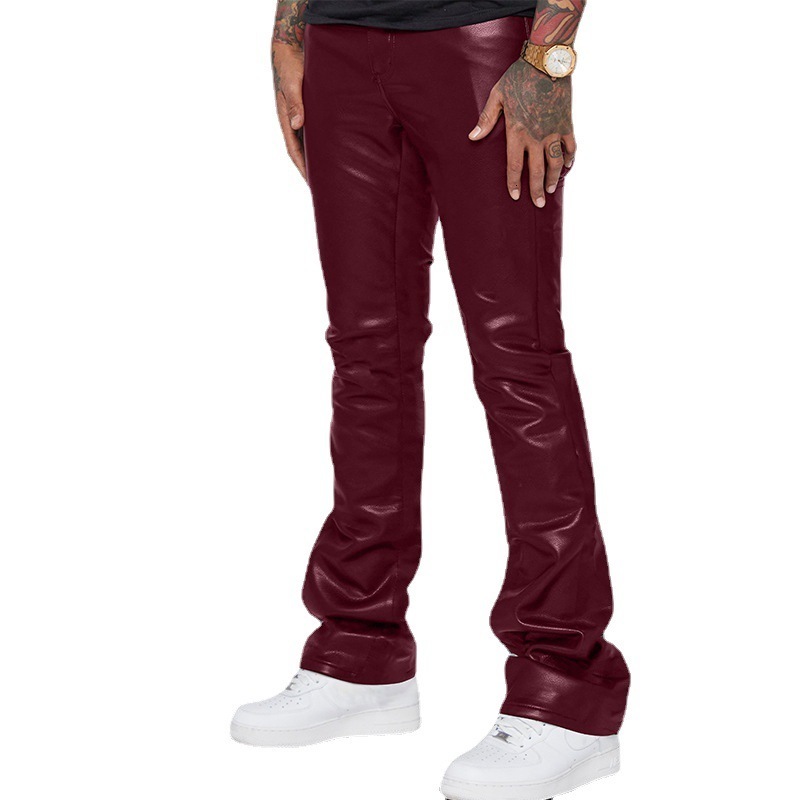 Mens Jeans European and American Leather Pants Foreign Trade Trend Printing Medium Waist Loose Relaxed Large Hip Hop 230809
