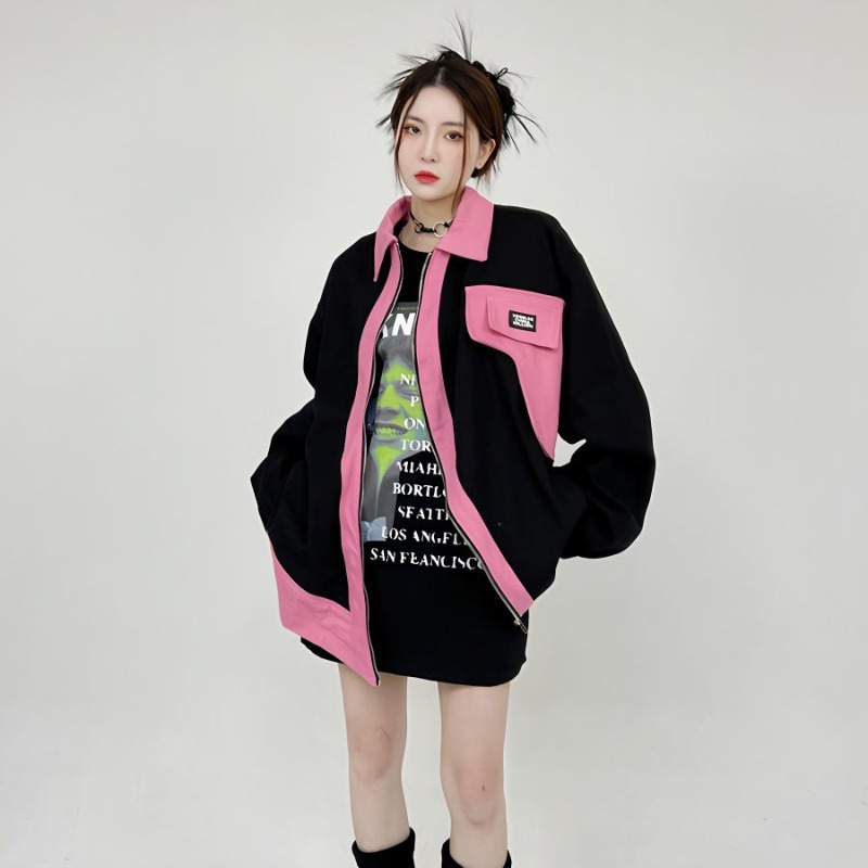 Womens Jackets Deeptown Harajuku Bomber Jacket Women Y2k Streetwear Hip Hop Oversized Korean Fashion Casual Baseball Vintage Aesthetic 230808