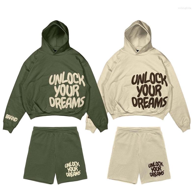 Men's Women's Cotton Hoodie & Shorts Set - Unlock Your Dreams 2024 Streetwear Tracksuit Casual Y2K Couple Outfits