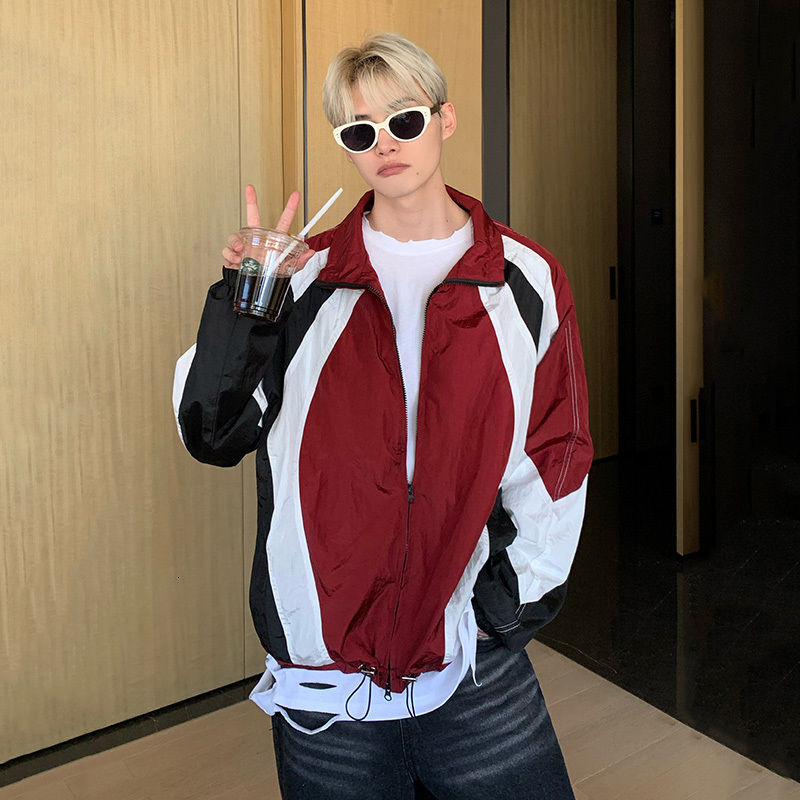 Mens Jackets IEFB American Style Jacket Trend Autumn Thin Casual Coat Contrasting Color Patchwork For Loose Elastic Sport Clothe 9C1334 230808