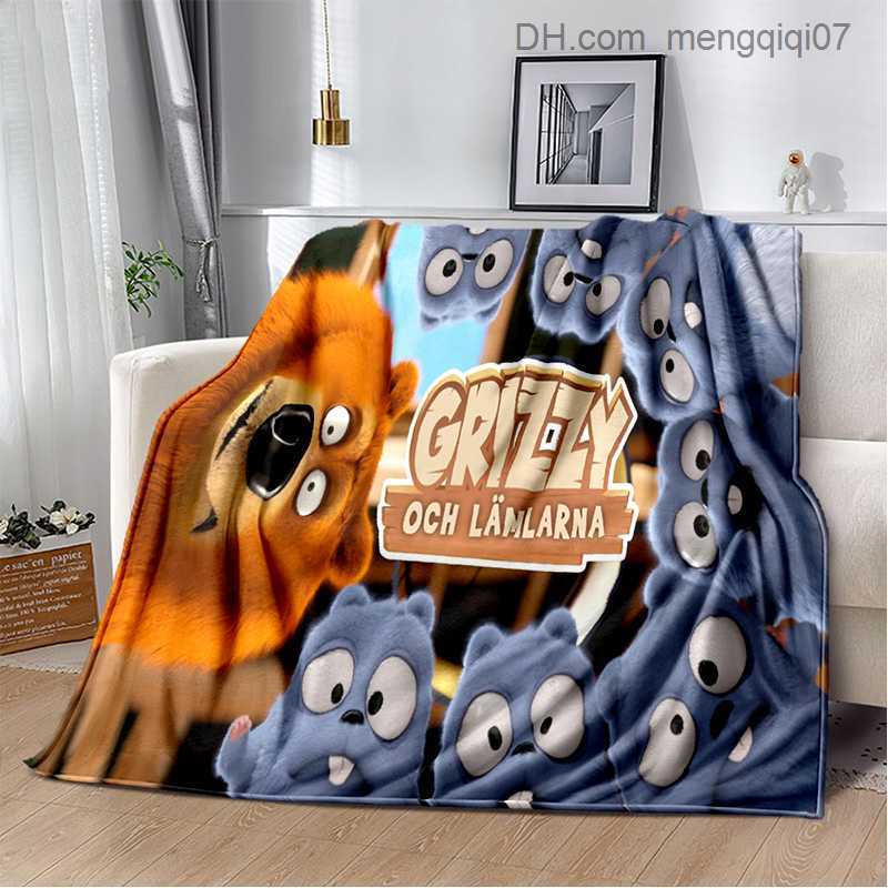 Blankets Swaddling 3D Grizzly Bear and Lemon Cartoon Blanket used for family bedrooms beds sofas picnics travel office covers children's blankets