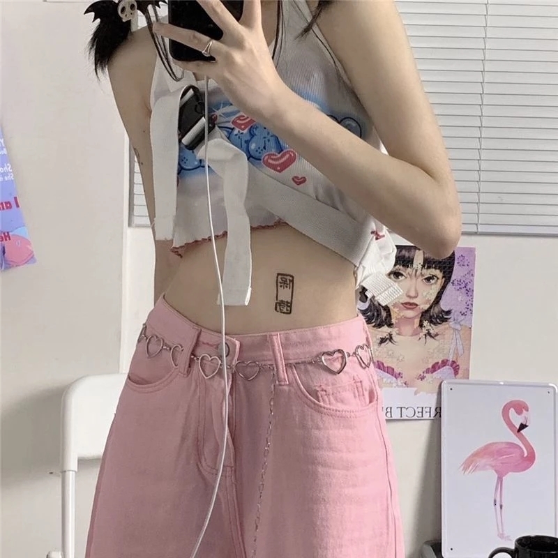 Women's Pants Capris Y2K Baggy Pink Jeans Women Kawaii Korean Fashion Oversize Low Rise Wide Leg Denim Pants Streetwear Loose Trousers Alt 230809