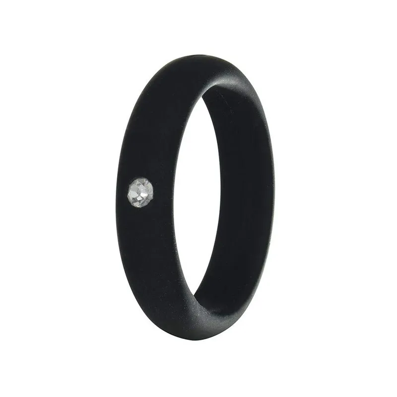 Silicone ring with rhinestone 5mm width Fashion Women Flexible Rubber Silicone Durable Wedding Ring Womens Jewelry Size 4 to 9ZZ