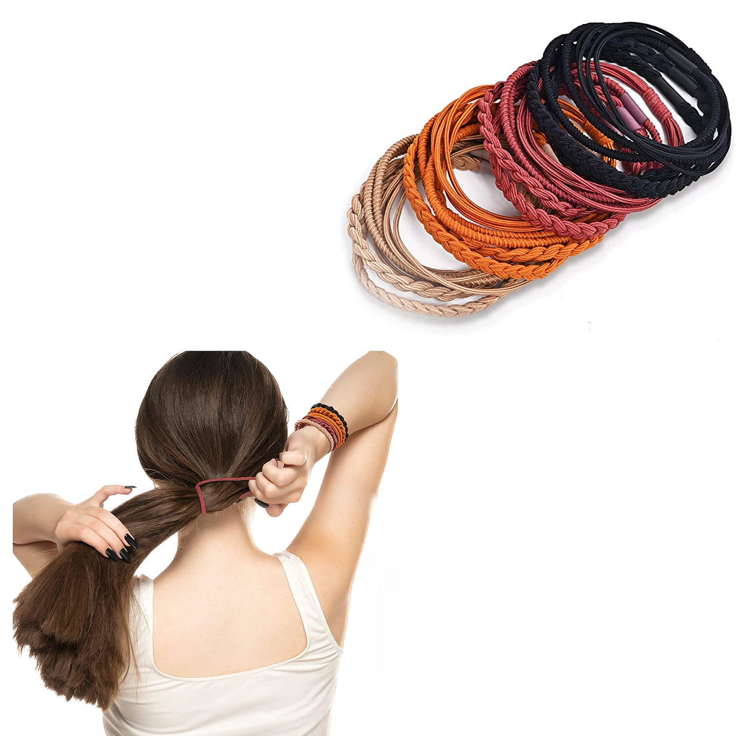 Fashion Wholesale Cute Bracelet Hair Ties Headbands Colorful No Damage Hair Elastic Ponytail Holder Rubber Band for Girls Women