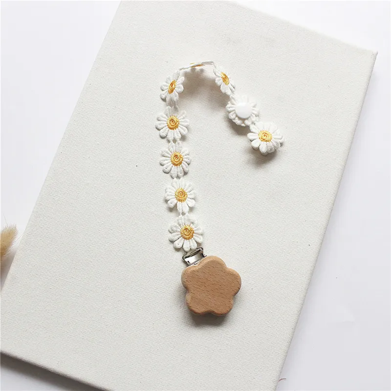 Lace Pacifier Clips Dainty Dummy Holder with Wood Metal Clip Chain Soothes Baby Shower GiftsZZ