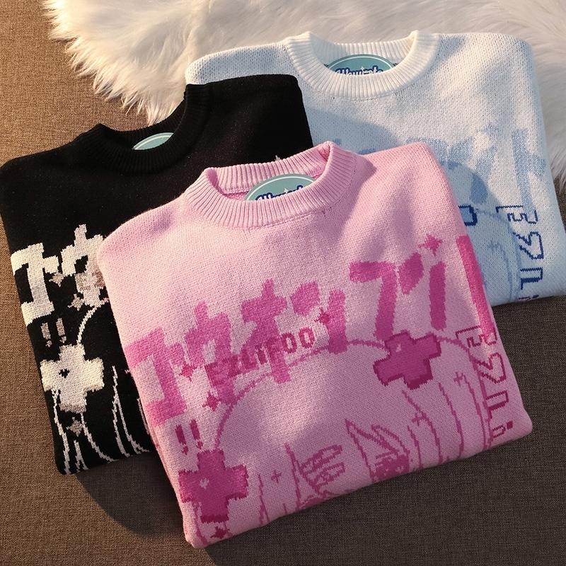 Men's Sweaters sweater women O-neck knitted sweater animal print winter thick female pullovers casual tops oversized sweater Loose-fitting y2k 23
