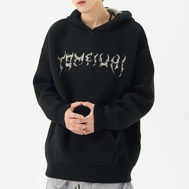 Men's Sweaters Slouchy hooded sweaters for men in winter American knitwear sweater centipede Graphic high street lovers y2k trend top 230809