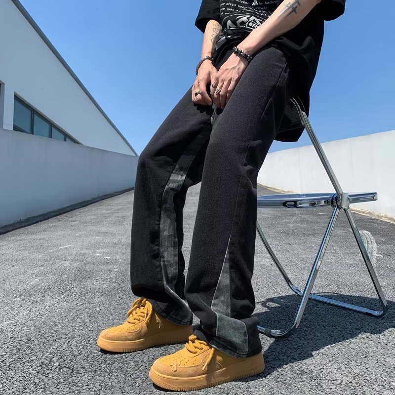 Mens Jeans Korean Fashion Black Baggy Flared Y2K Pants Men Clothing Straight Kpop Casual Women Long Trousers Pantaloni Uomo 230809
