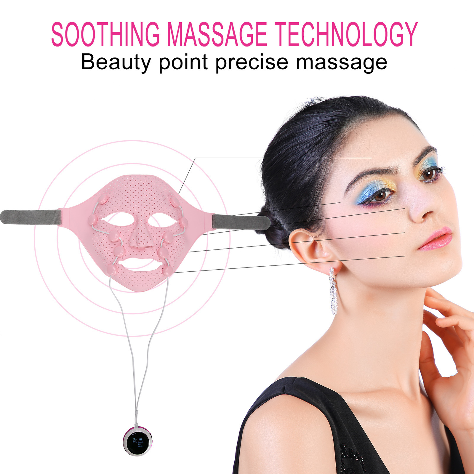 Face Massager 3D Silicone Mask Electric EMS Vibration V Face Massager Anti wrinkle Magnet Massage Face Lifting Slimming Beauty Machine 230808