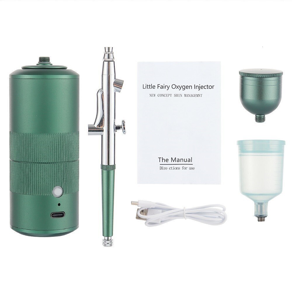 Airbrush Tattoo Supplies Mini Oxygen Injector Nano Fog Mist Sprayer Air Compressor Kit For Nail Tattoo Art Beauty Decoration Paint Spray Gun Tool 2308