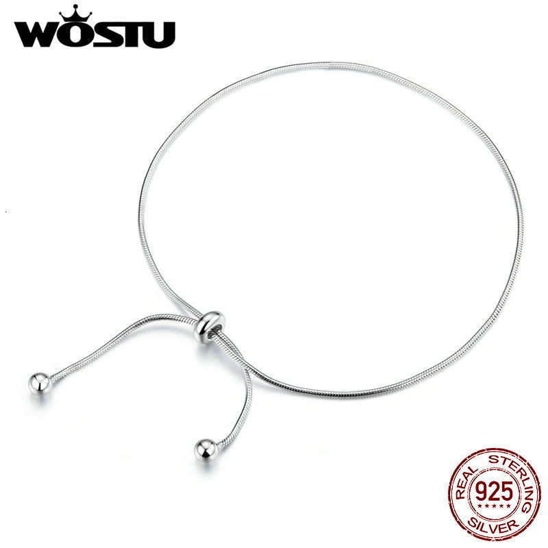 Anklets WOSTU Silver Anklet Summer 925 Sterling Silver Simple Chain Anklet for Women Fashion Sterling Silver Fine Jewelry CQT016 230808