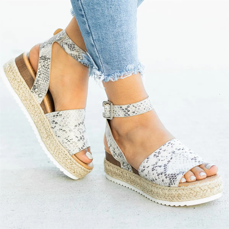 Sandals Women Sandals Plus Size 43 Wedges Shoes Woman Chunky Heels Sandals Summer Shoes Casual Leopard Platform Sandals Chaussures Femme 230809