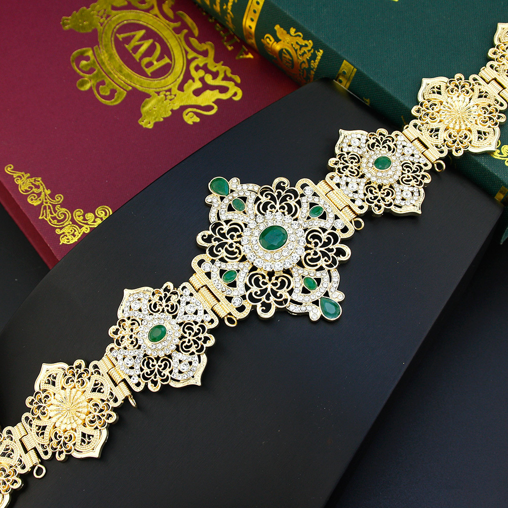 Belly Chains Sunspicems Chic Moroccan Belt Arab Robe Metal Waist Chain For Women Wedding Dress Body Jewelry Gold Color Belt Adjustable Length 230808