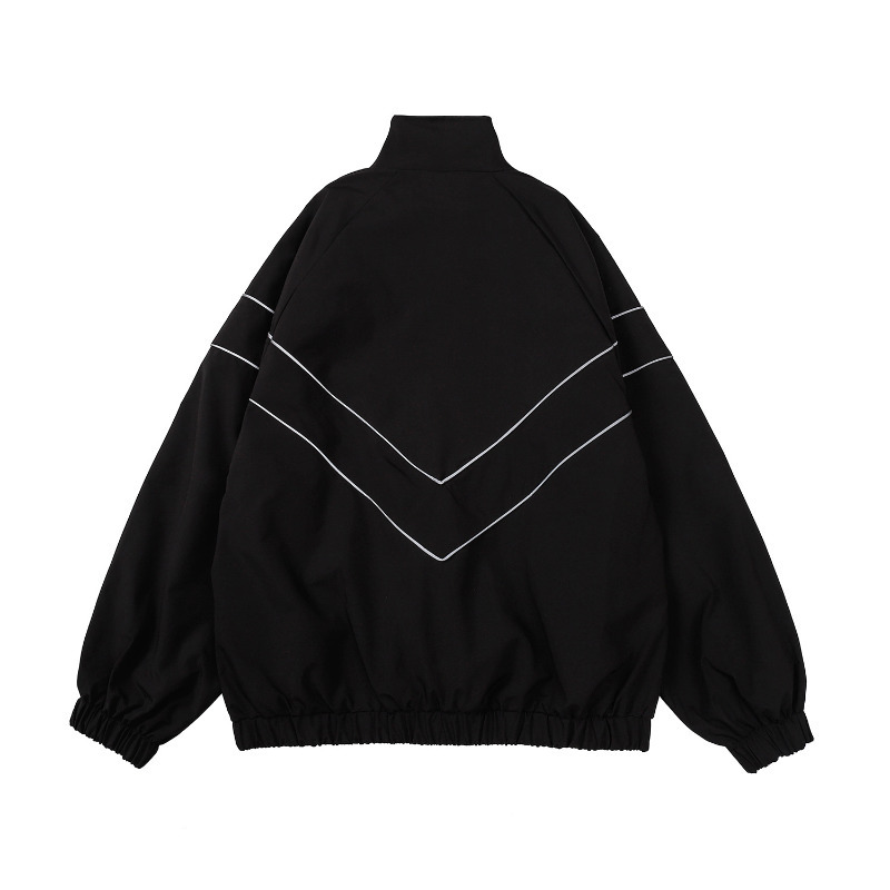 Mens Jackets Spring Autumn Reflective Striped Jacket Zipper Up Varsity Hip Hop Street Thin Coat Sports Black Loose Windbreaker 230809