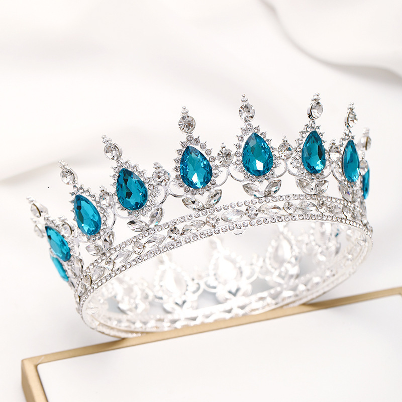 Wedding Hair Jewelry Silver Full Round Colorful Blue Crystal Pageant Queen Crowns King Queen Mixed Golden Pink Crowns Unisex 230808